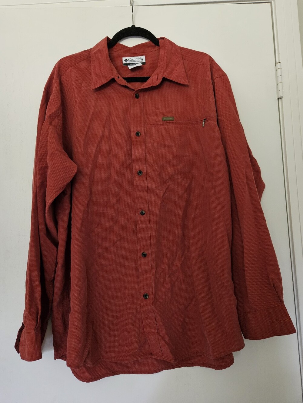 Columbia Everslick Polynosic Modal Blend Button Up Trail Shirt Men's XL Orange